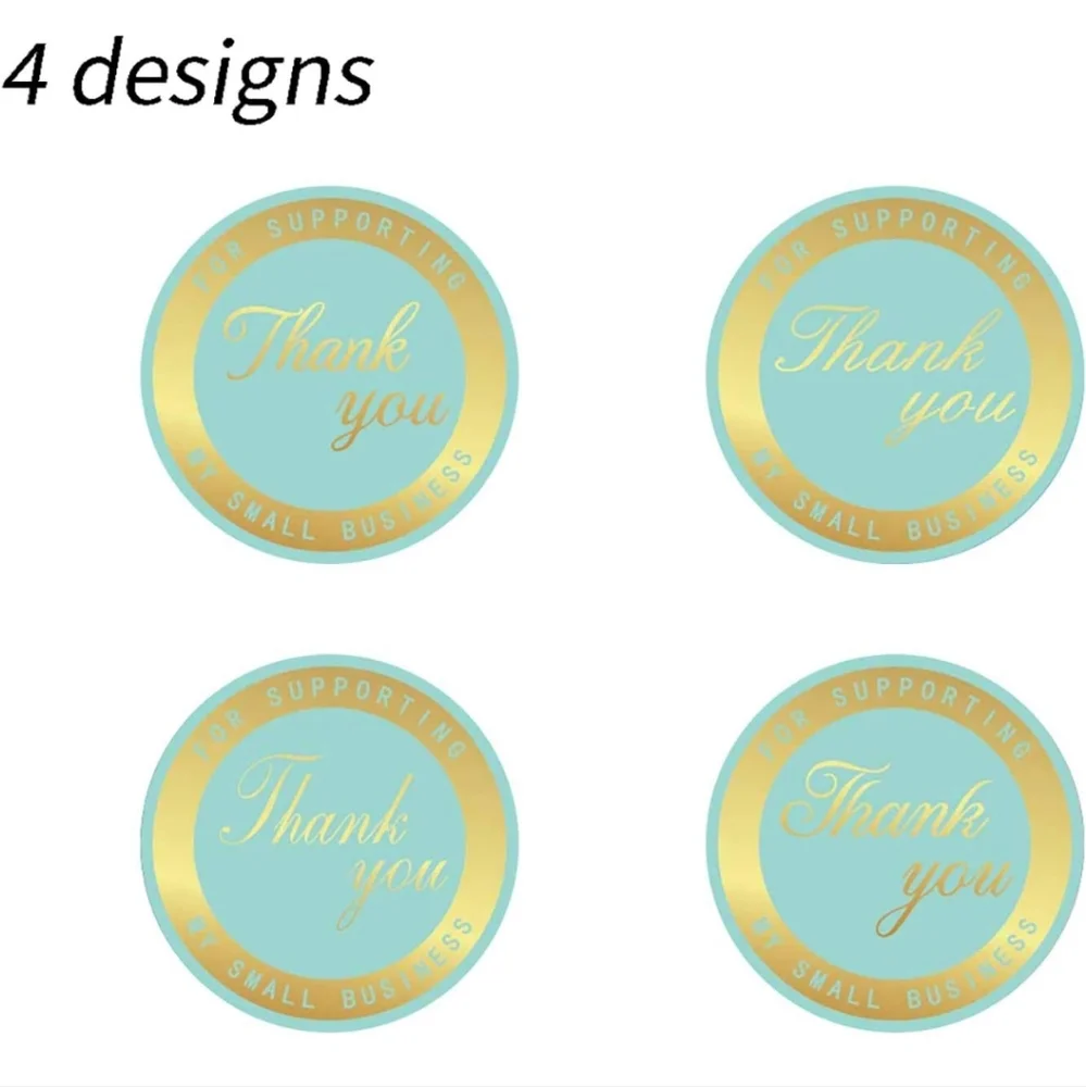 50 pcs Mercei Thank You Stickers with Turquoise Background and Wide Matt…